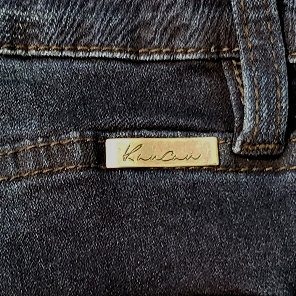 KanCan Dark Wash Flare Women's Small Jeans Tall Whiskered High Rise Denim - Picture 14 of 15